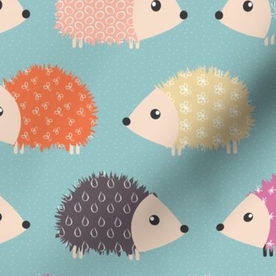 Colorful cute hedgehogs