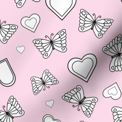 Color Me! Butterfly Hearts on Pink
