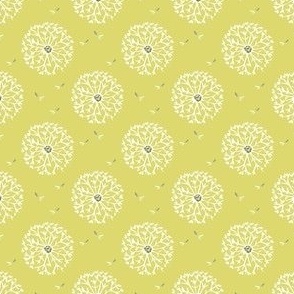 Wishes on the Wind in the Sun Floral Dandelion Polka Dots