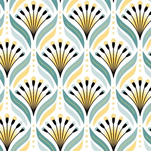 Blooms over Blooms - Scandi Florals - yellow teal // Large