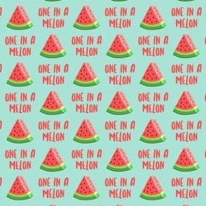 (small scale) one in a melon - red on aqua - watermelon summer fruit - C22