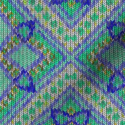 Knitted Diagonal Squares, aqua, 9 inch