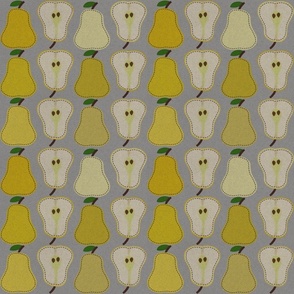 (M) Felt Pears Stitched onto Felt//Yellow on Gray