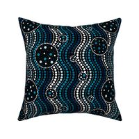 Infinite Dots- Space Stripes Bohemian Mandala- Azure Blue Ombre- Regular Scale