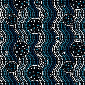 Infinite Dots- Space Stripes Bohemian Mandala- Azure Blue Ombre- Regular Scale