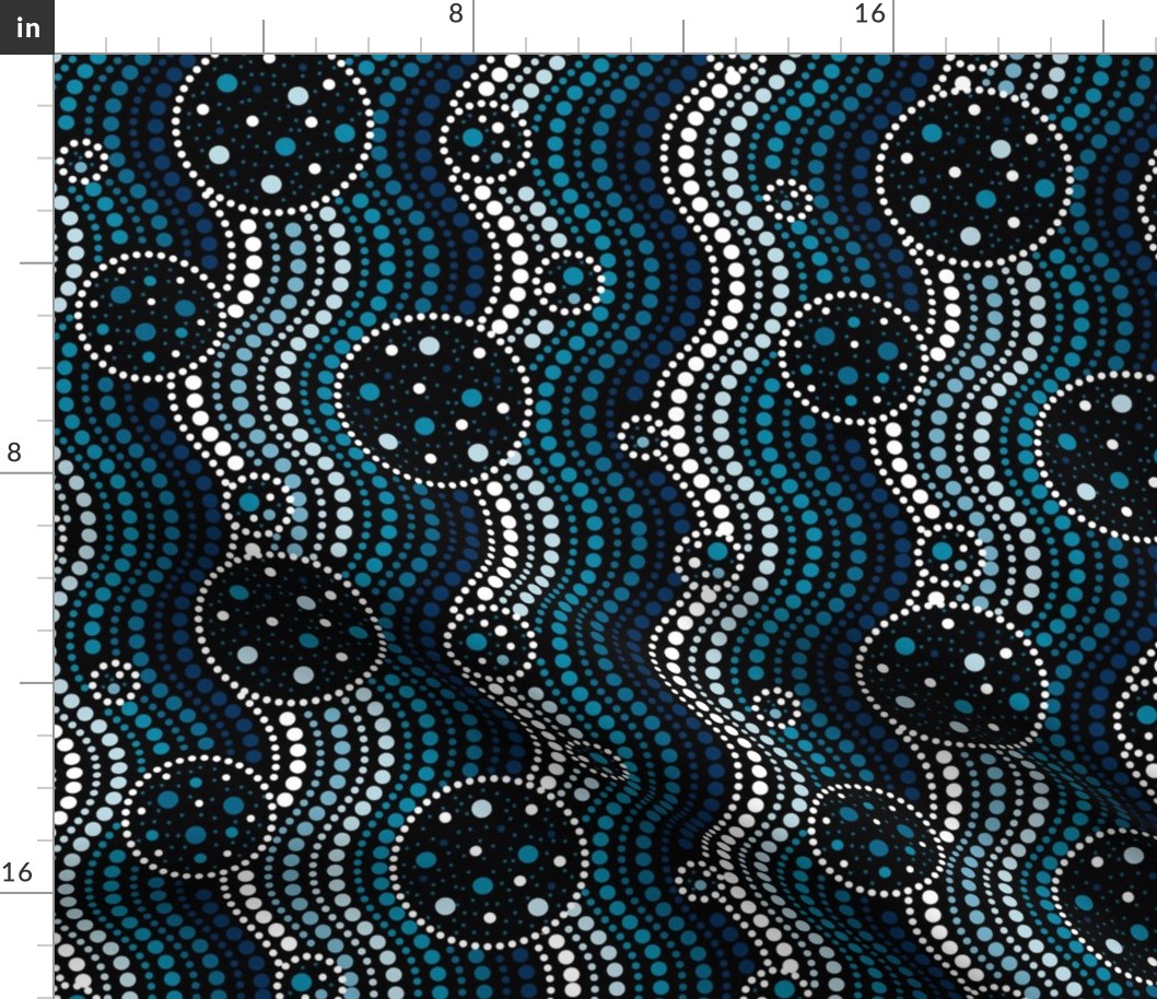 Infinite Dots- Space Stripes Bohemian Mandala- Azure Blue Ombre- Regular Scale