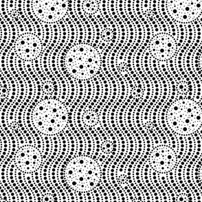 Infinite Dots- Space Stripes Bohemian Mandala- Black White- Regular Scale 
