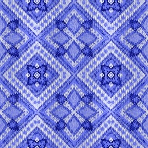 Knitted Diagonal Squares, denim blue, 4 inch