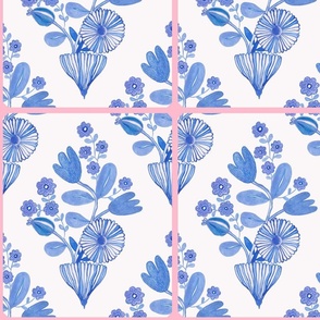 Blue floral kitchen tile - large