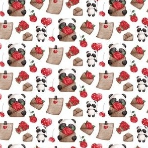 Cute Valentine's Day Panda Love Letters Pattern White