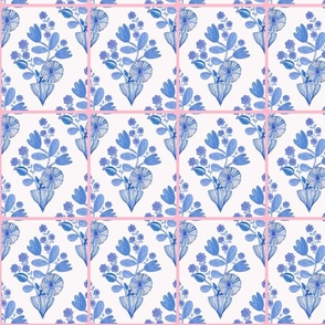 Blue floral kitchen tile - medium