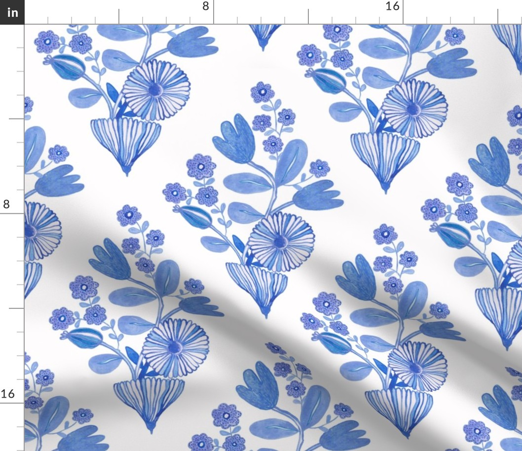 Blue floral - large