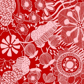 Bold florals red and White