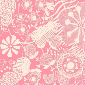 Bold florals pink and ivory