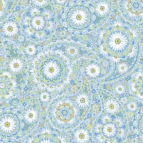 Fresh daisy paisley - sky blue, spring green and orange