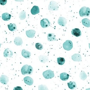 Emerald watercolor polka dot mess - boho teal abstract spots with splatters a877-3