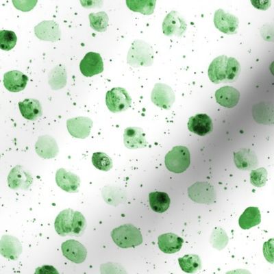 Shamrock green watercolor polka dot mess - boho abstract spots with splatters a877-4