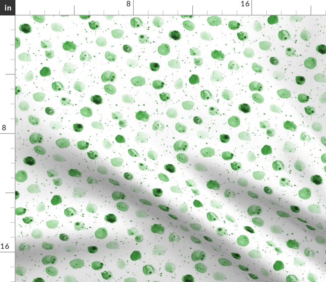Shamrock green watercolor polka dot mess - boho abstract spots with splatters a877-4