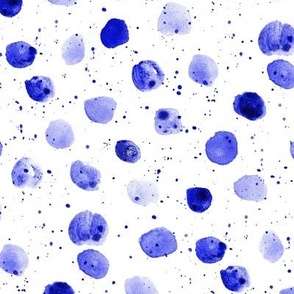 Indigo watercolor polka dot mess - boho blue abstract spots with splatters a877-6