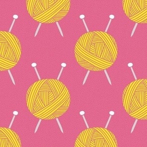Knitting Needle Cross // Pink & Yellow
