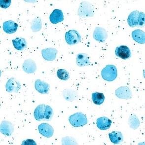Baby blue watercolor polka dot mess - boho abstract spots with splatters a877-7