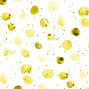 Golden spots and splatters watercolor polka dot mess - mustard boho abstract spots with splatters a877-8