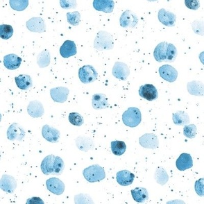 denim blue watercolor polka dot mess - boho abstract spots with splatters a877-10