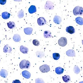 Indigo watercolor polka dot mess - boho abstract spots with splatters a877-12