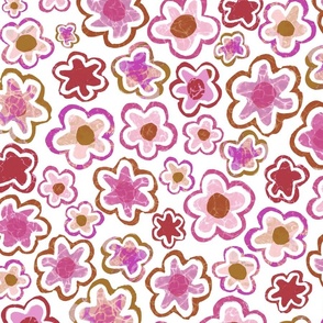Colorful Flowers Pink Beige