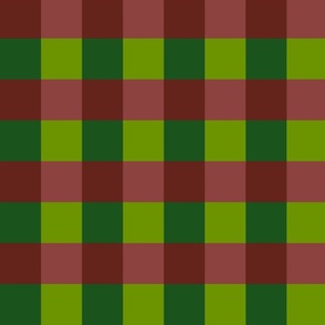 Green and burgundy gingham - Large scale