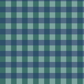 Emerald green and blue gingham - Medium scale