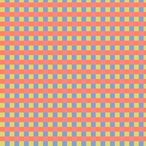 Coral, yellow and blue gingham - Small scale