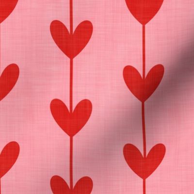 Cute Heart Stripes Bright Red on Salmon Pink 2 " inch