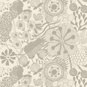 Bold florals ivory and beige