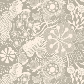 Bold florals beige and ivory