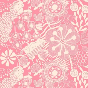 Bold florals pink and ivory