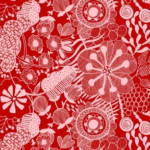 Bold florals red and White