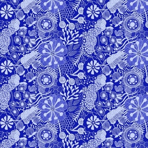 Bold florals dark blue and White_tiny small scale