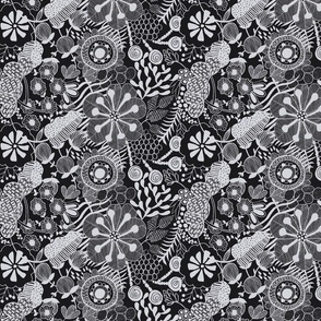 Bold florals black and White_tiny small scale