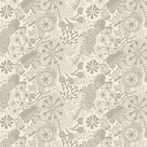 Bold florals ivory and beige_tiny small scale