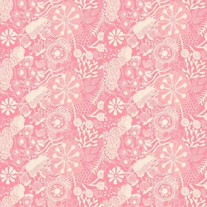 Bold florals pink and ivory_tiny small scale