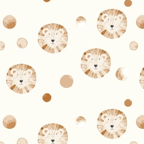 Watercolor lions and dots in brown - 16.7"