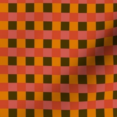 Red, orange and brown gingham - Small scale