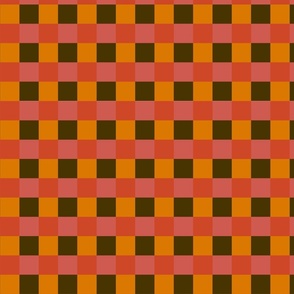 Red, orange and brown gingham - Medium scale