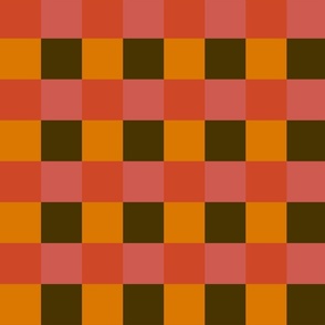 Red, orange and brown gingham - Large scale