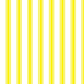 Yellow Ticking Stripe on White