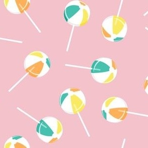 Beach Ball lollipops - summer suckers - bubble gum pink - LAD22
