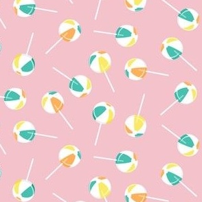 (small scale) Beach Ball lollipops - summer suckers - bubble gum pink - LAD22
