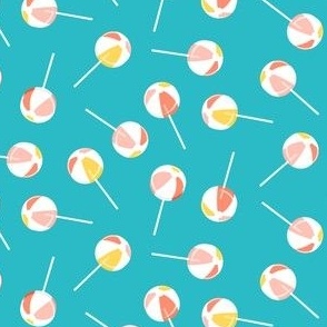 (small scale) Beach Ball lollipops - summer suckers - dark teal - LAD22