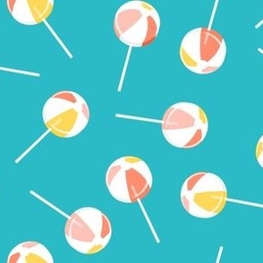 Beach Ball lollipops - summer suckers - dark teal - LAD22